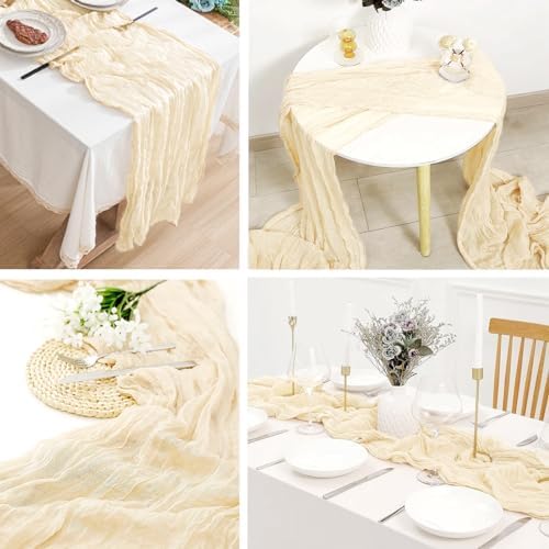 8 Pack Ivory Cheesecloth Table Runner 20 x 120 inch Gauze Table