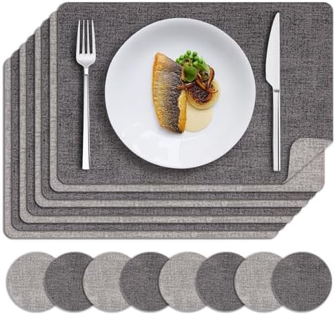 MOSAYT Placemats Set of 8, Heat Resistant Vinyl Place Mats with