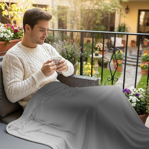 Art Gray Fleece Throw Blanket Vintage White Gray Ombre Farmhouse