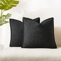 Black 18x18 Boucle Textured Throw Pillow Covers Set of 2 for Couch