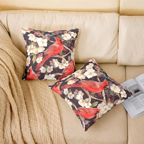 Feelyou Cherry Blossoms Throw Pillow Covers 22"x22" Set of 2 Kids Bird