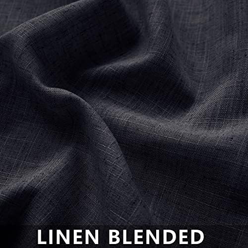 Dark Grey Linen Curtains 108 Inches Long 2 Panels Set, 9FT Extra Long