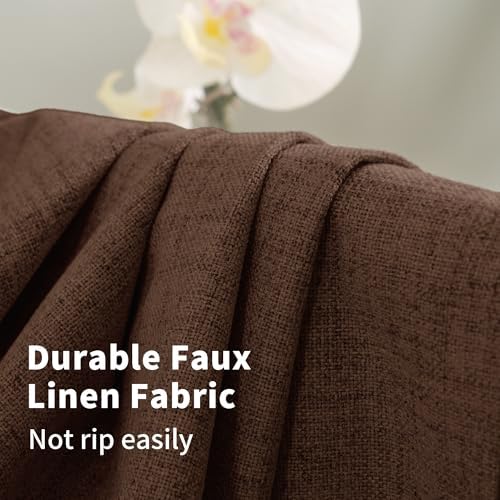 YoungsTex Dark Brown Linen Blackout Curtains 96 Inches Long for