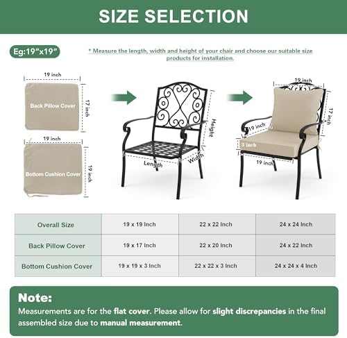 Summsun Outdoor Chair Cushion Water Resistant, 19 x 19 Inch, Cream