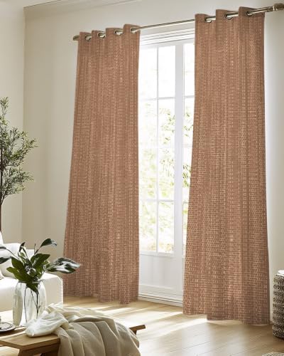 Dark Brown Sheer Curtains for Living Room 96 inch Length 2 Panels Set