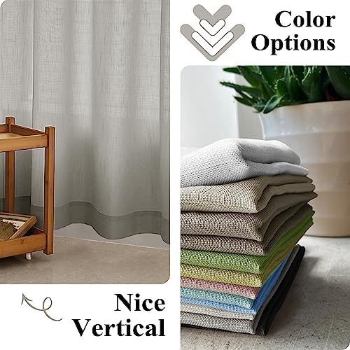 Frelement Linen Textured Curtains Pinch Pleat Curtains for Traverse