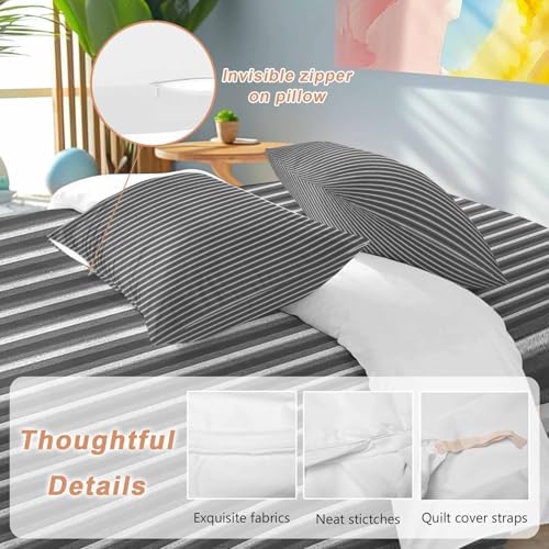 Geometric Grey, Duvet Cover Set Queen Size, Abstract Contemporary