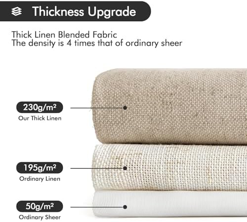 MIULEE Non-See-Through Privacy Linen Curtains 52W x 96L Inch Taupe
