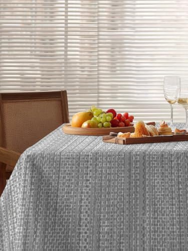 Light Gray Linen Texture Rectangle Tablecloth 60 x 120 Inches Rustic