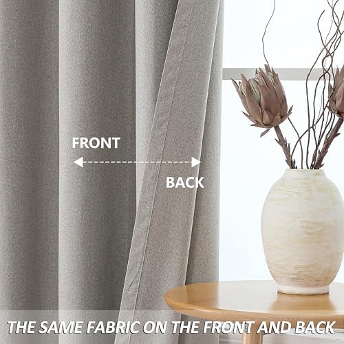 THOOO 100% Blackout Curtains Natural Linen Textured Blackout Curtains
