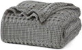 PHF Lightweight 100% Cotton Waffle Blanket for Bed, King, Dark Grey