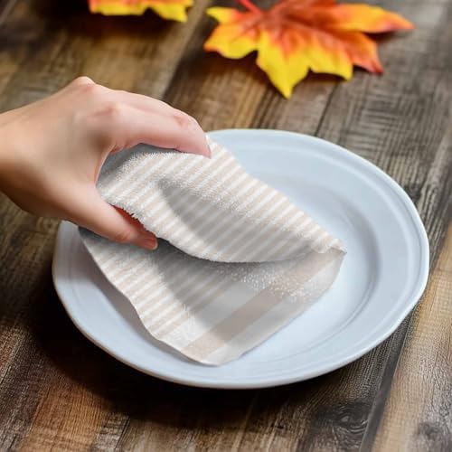 Stripes Kitchen Towels Set of 3, 18x30 Inch Abstract Beige Geometric
