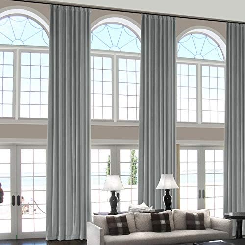 ChadMade 120 Inches Long Velvet Curtains, 2 Panels 52Wx120L Grey, Rod
