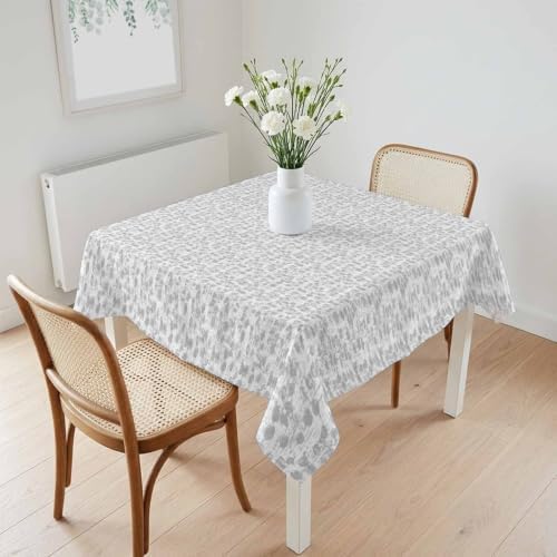 Vintage Gray Table Cloth, Rustic Minimalist Floral Print Farmhouse