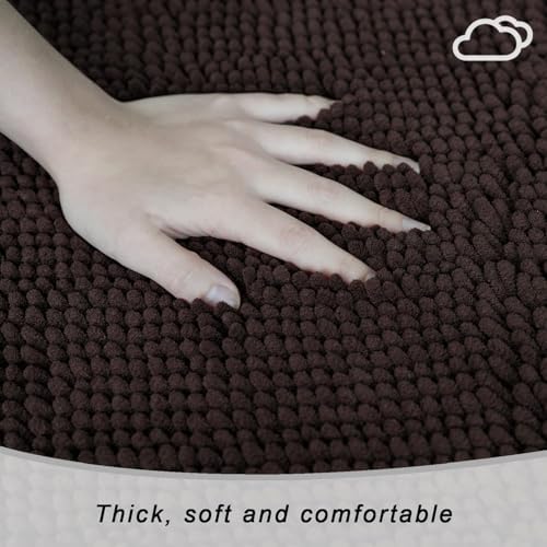 Bathroom Rugs Set Non Slip 3 Piece Bath Mat Washable Chenille Bath