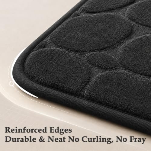 Black Memory Foam Bathroom Rugs Set 4 Piece, Ultra-Soft Velvet Memory