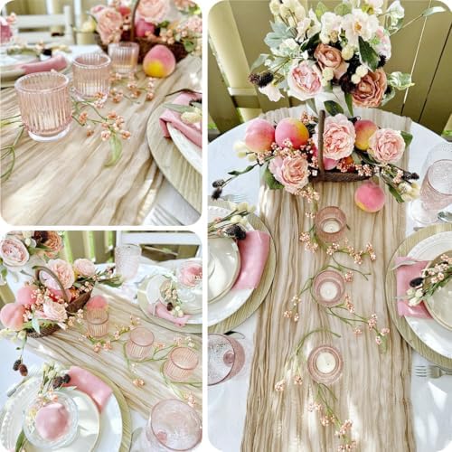 10 Pack Beige Table Runner 21x120 Inch Beige Cheesecloth Table Runner