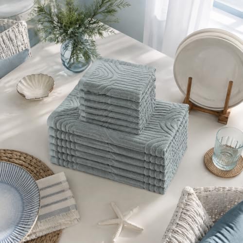 12 Pack Kitchen Towels and Dishcloths Set, 16 x 25 Inches &