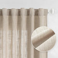 MYSKY HOME Cotton Curtains for Living Room Farmhouse Semi Sheer Light