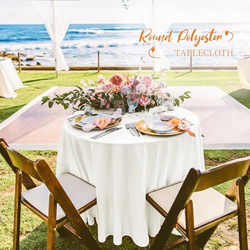 12 Packs 90 Inch Ivory Round Polyester Tablecloths