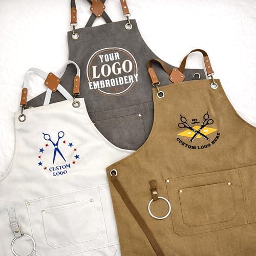 TEEAMORE Custom Design Apron for Men Women Adjustable Crossback Thick