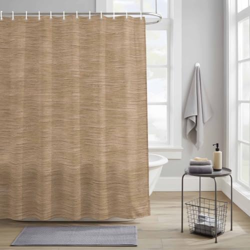 Light Khaki Shower Curtain, Rustic Minimalist Solid Color Linen
