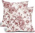 Wine Red Floral Throw Pillow Covers Chinoiserie Cushion Case