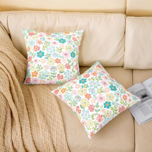 Feelyou Botanical Floral Printed Throw Pillow Covers Set of 2 Blossom
