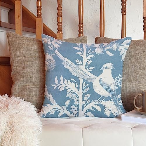 ArogGeld Teal Blue Chinoiserie Bird Floral Throw Pillows Botanicals