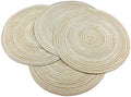 WAZAIGUR 14inch Round Placemats Set of 4 Table Mats, Cream with Golden