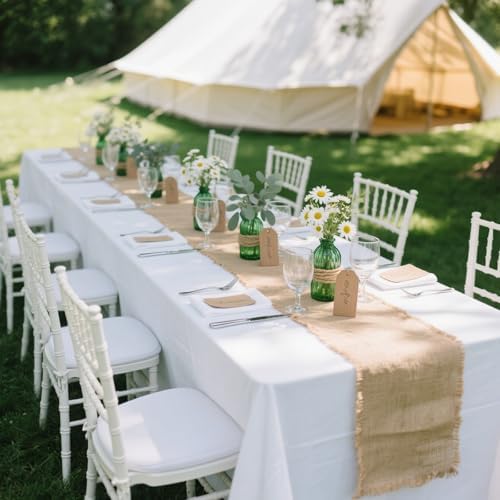 18 Pcs Burlap Table Runners Bulk 12 x 71 Inch Khaki Farmhouse Burlap