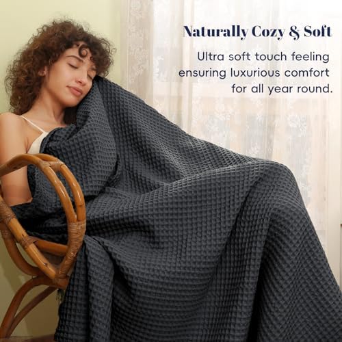 PHF Ultra Soft Waffle Weave Blanket for Bed, King Size, 104"* 90"