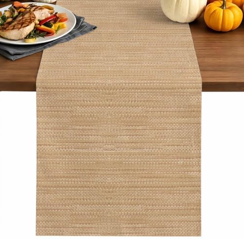 Sand Beige Table Runner - 90 Inch Long, Boho Modern Minimalist Linen