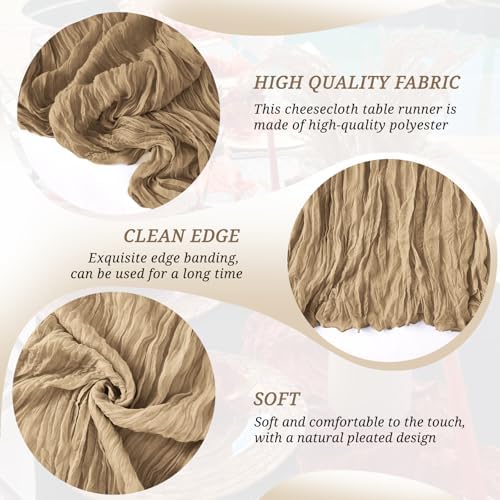12 Pack Beige Cheesecloth Table Runner 10FT Wedding Party Decor