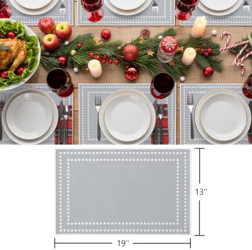 Gray Solid Color Placemats Set of 8, Cotton Linen Fabric Place Mats