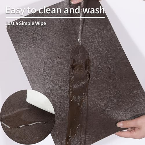 Cowhide Pattern Faux Leather Placemats Set of 6,Heat Resistant