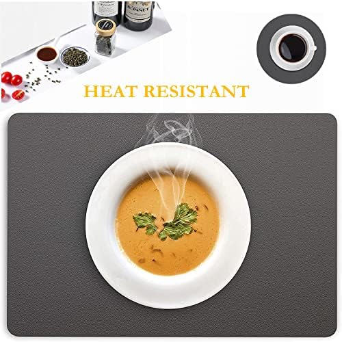 Placemats Set of 6, Faux Leather Place Mats with Coasters, Waterproof