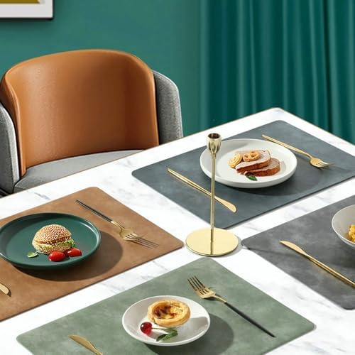 6 PCS Dining Room Rectangle Placemats, 11.82 x 16.93 Inches PU Leather