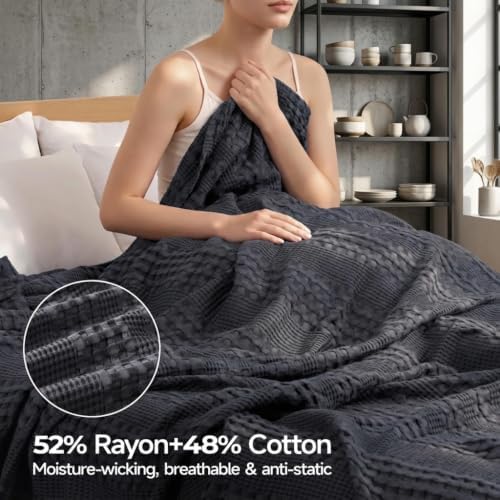 Ultra Soft Waffle Blanket for Bed, Queen Size 90"x 90"