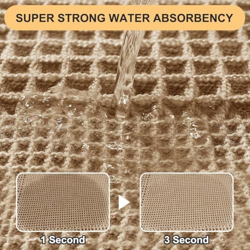 IM HOME Extra Large Waffle Bath Mat, Boho Bathroom Rugs Absorbent Non