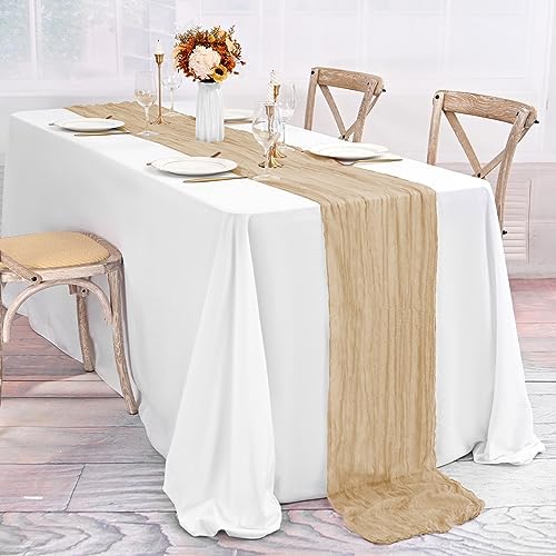 10 Pack Beige Table Runner 10Ft Cheesecloth Table Runner Boho Gauze