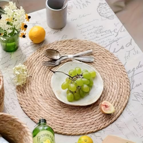 Set of 4 Round Woven Placemats, 12 Inch Natural Jute Table Mats