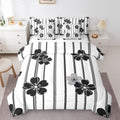 Manfei Stripe Flower Kids Comforter Queen Size,Geometric Line Floral