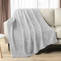 PAVILIA Sherpa Throw Blanket for Couch Sofa Bed, Light Gray 60x80 Twin