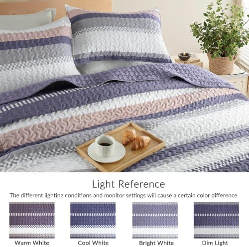 Whale Flotilla Reversible Purple Print Quilt King Size with 2 Pillow