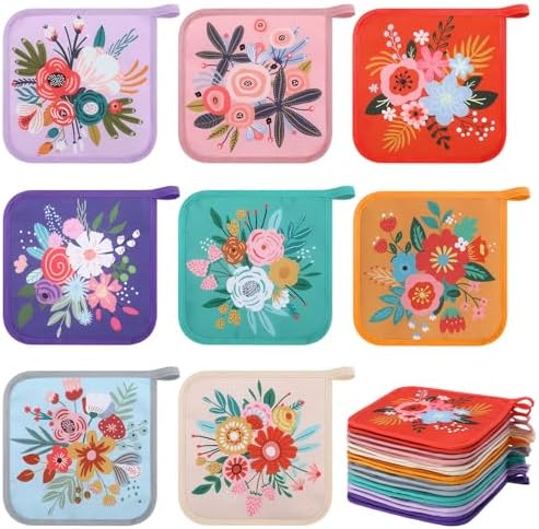 Willinglong 16 Pcs Floral Pot Holder for Kitchen Cute Heat Resistant