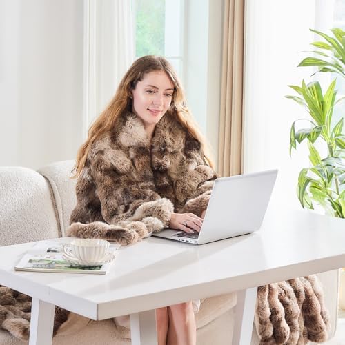 Lotus Karen Faux Fur Throw Blanket Tie-Dye Dark Coffee - Big Bubble