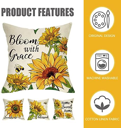 Fahrendom Sunflower Sunshine Decorative Throw Pillow Cover 20 x 20 Set