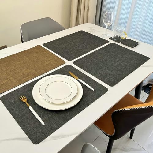 Dining Table Placemats Rectangle Set 4, 11.82 x 16.93 Inches Leather