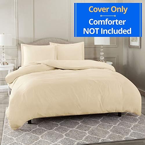 Twin XL (68'' x 90'') Size Egyptian Cotton 5 Pcs Duvet Cover Set Beige